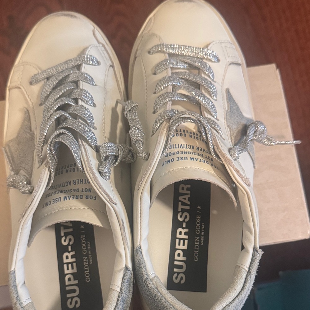 Golden Goose Superstar Sneakers with Silver and White